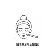 Illustration of a dermaplaning facial treatment using a scalpel to exfoliate the skin.