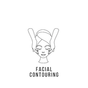 Line illustration of hands massaging a woman’s face, representing facial contouring treatment.