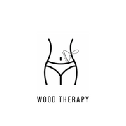 Illustration of a wood therapy body sculpting treatment using a wooden massage tool on the abdomen.